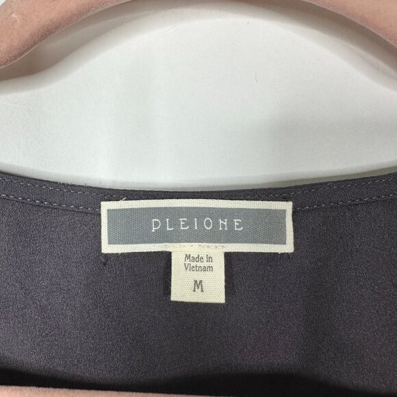 2/$30 Pleione Gathered Waist Center Twist Blouse Gray Medium #A0209 TRB2 - Picture 5 of 7